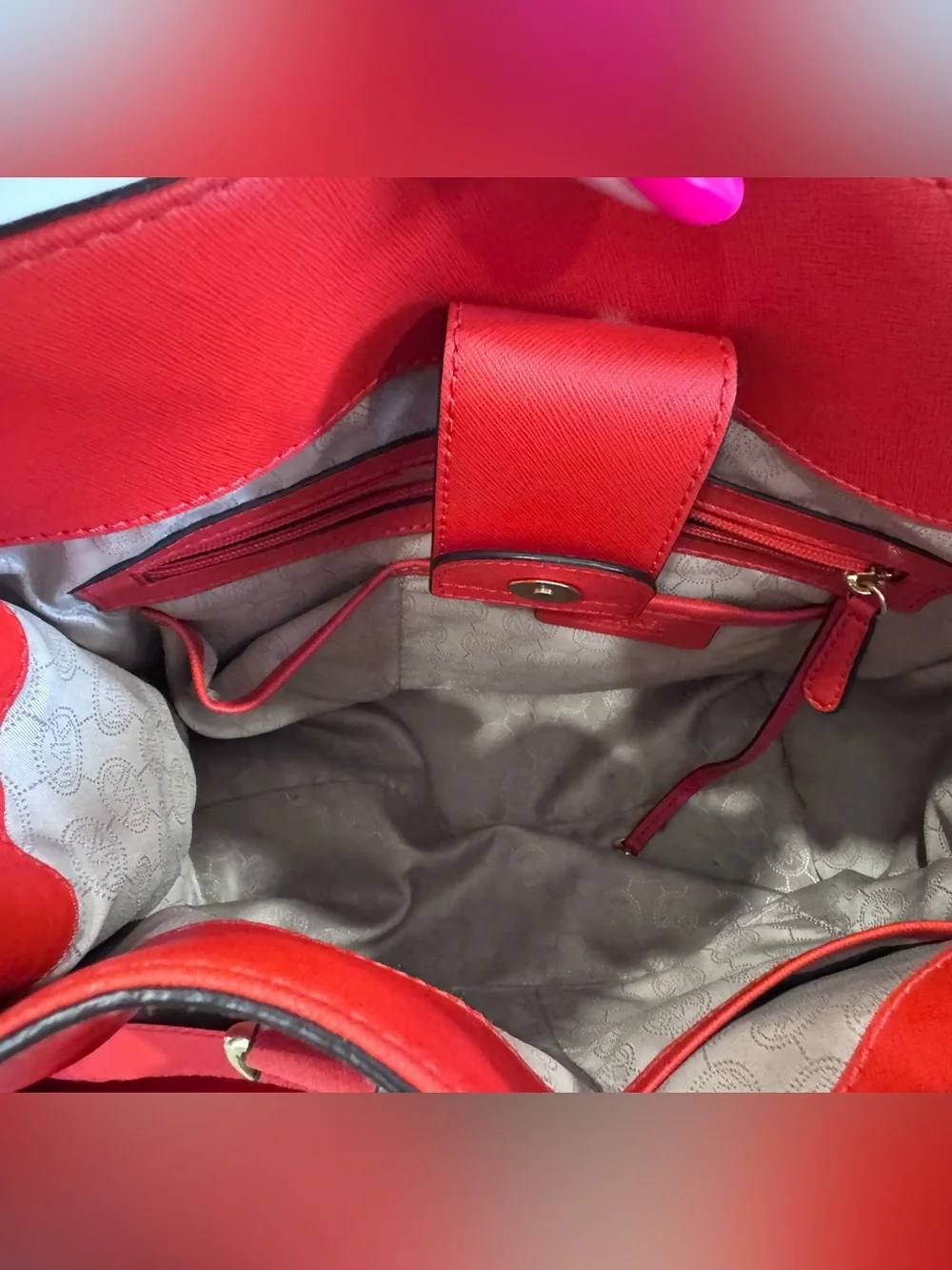 Michael Kors Red Saffiano Leather Tote with Wallet